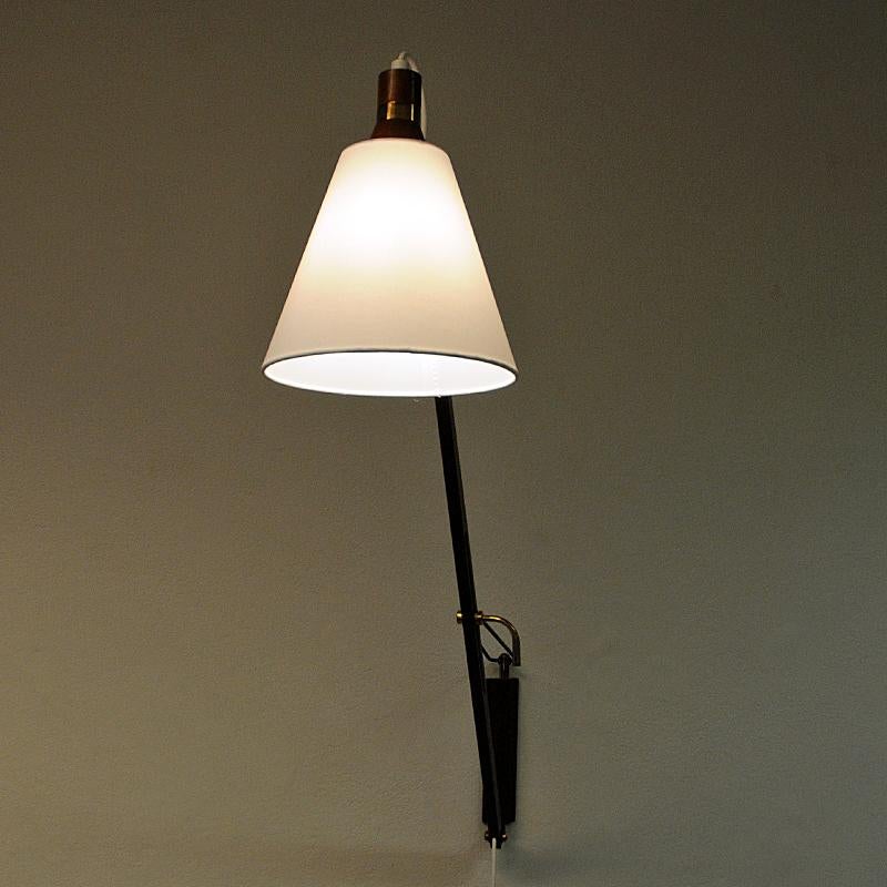 Mid-20th Century Lovely Norwegian Teak Wall Lamp with White Shade by T. Røste & Co Norway, 1950s