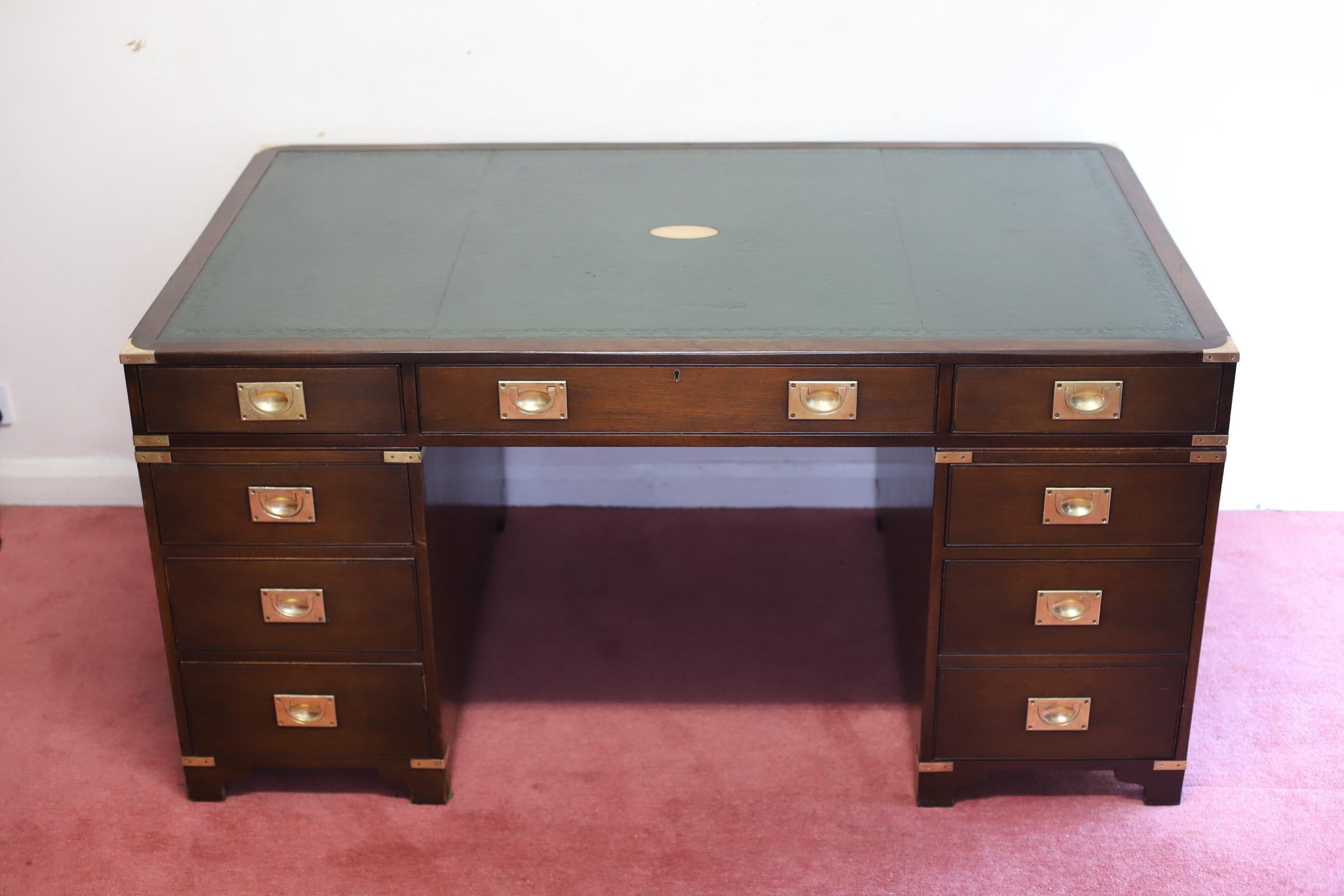 Lovely Oak Military Campaign Partners Desk For Sale at 1stDibs