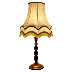 Lovely Oak Turned Barley Twist Table Lamp    