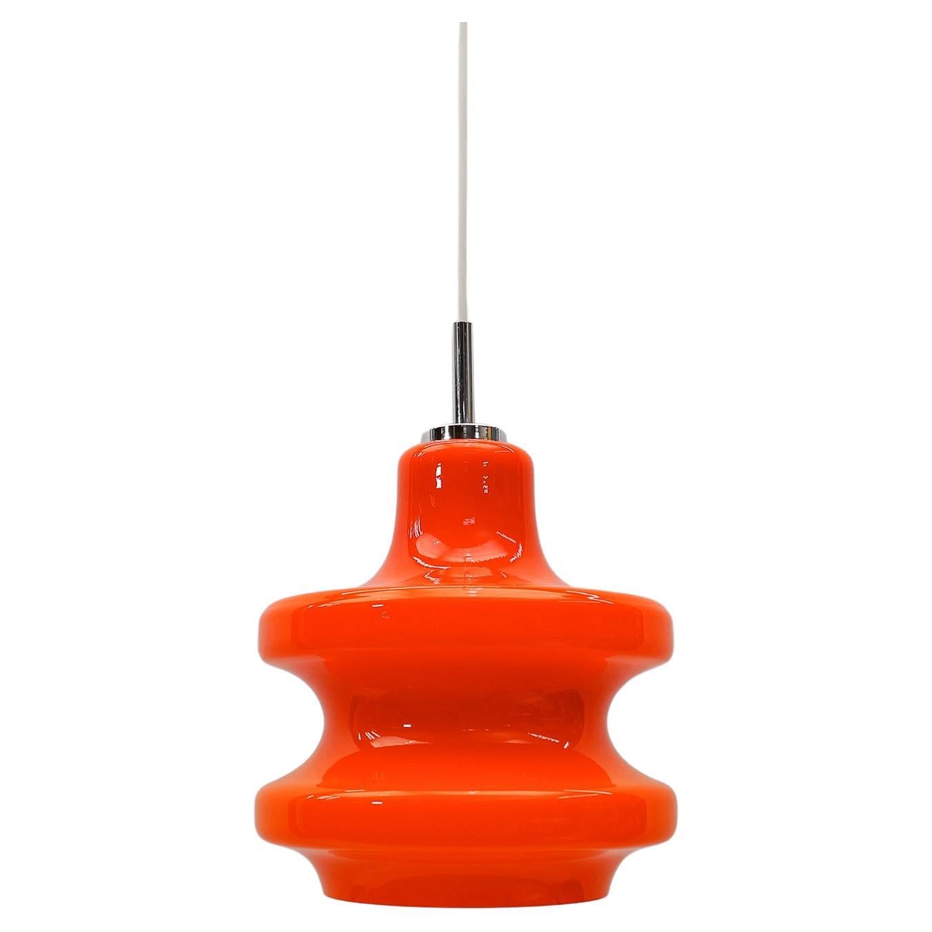 Lovely Orange Glass Ceiling Lamp by Peill 
Putzler, 1960s