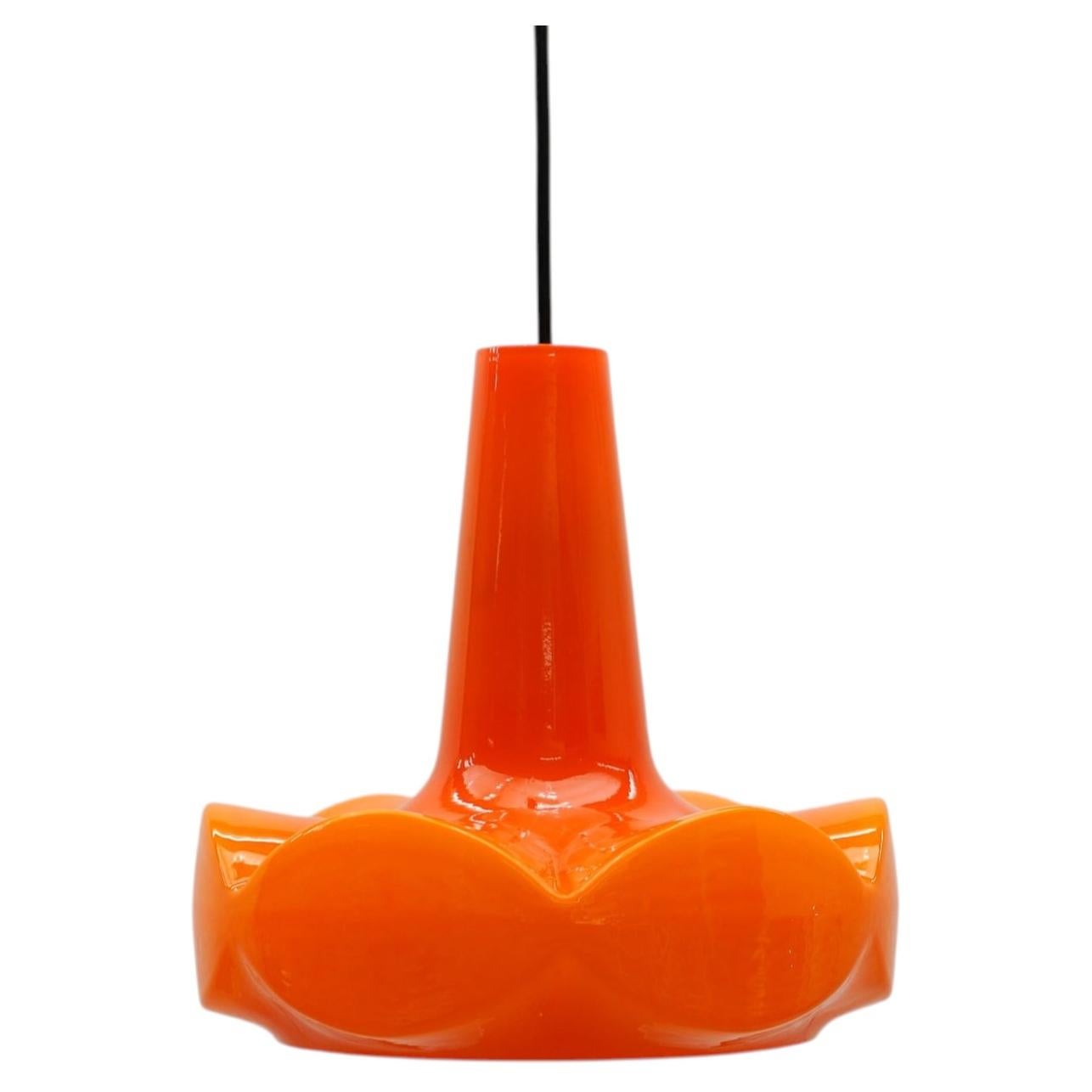 Lovely Orange Glass Ceiling Lamp by Peill & Putzler, 1960s