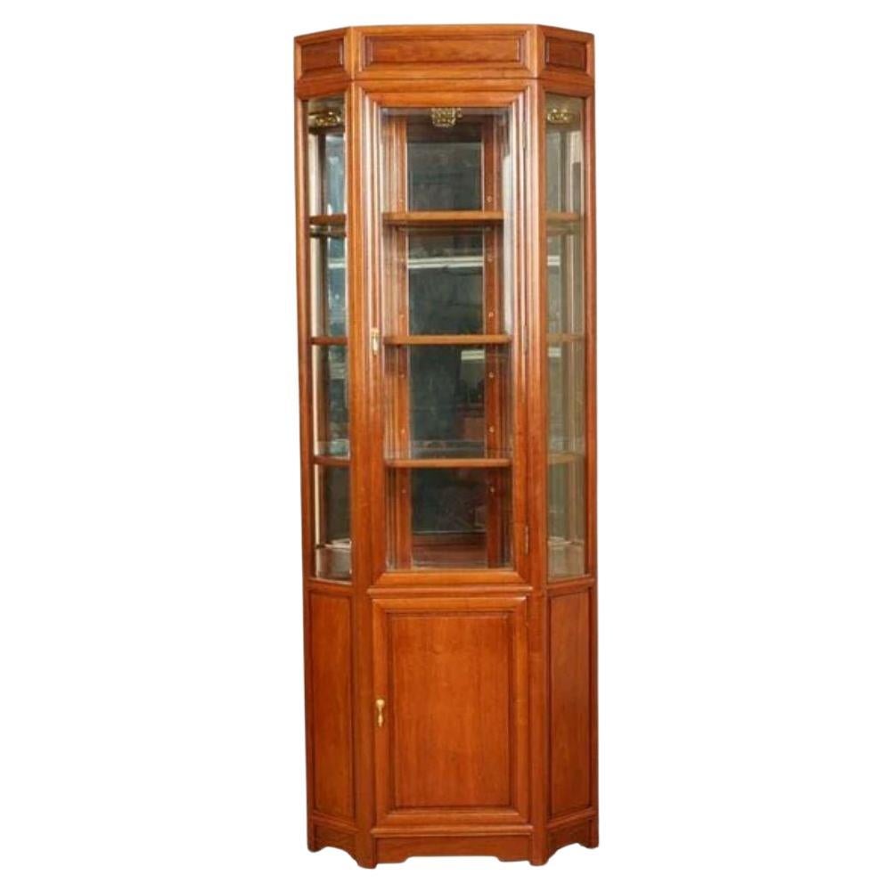 Lovely Oriental Chinese Longevity Corner Display Cabinet with Light