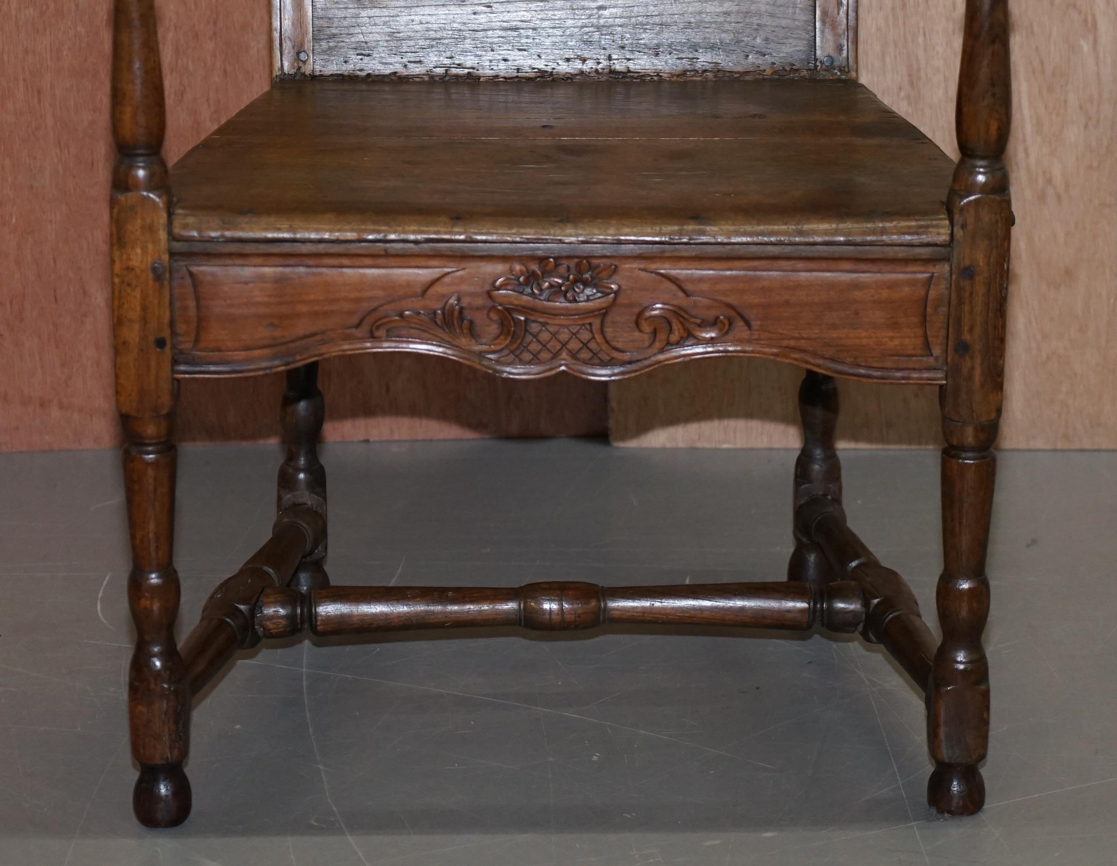 Lovely Original 18th Century Herve Liege Belgium Carved Wood Armchair Wainscot For Sale 5