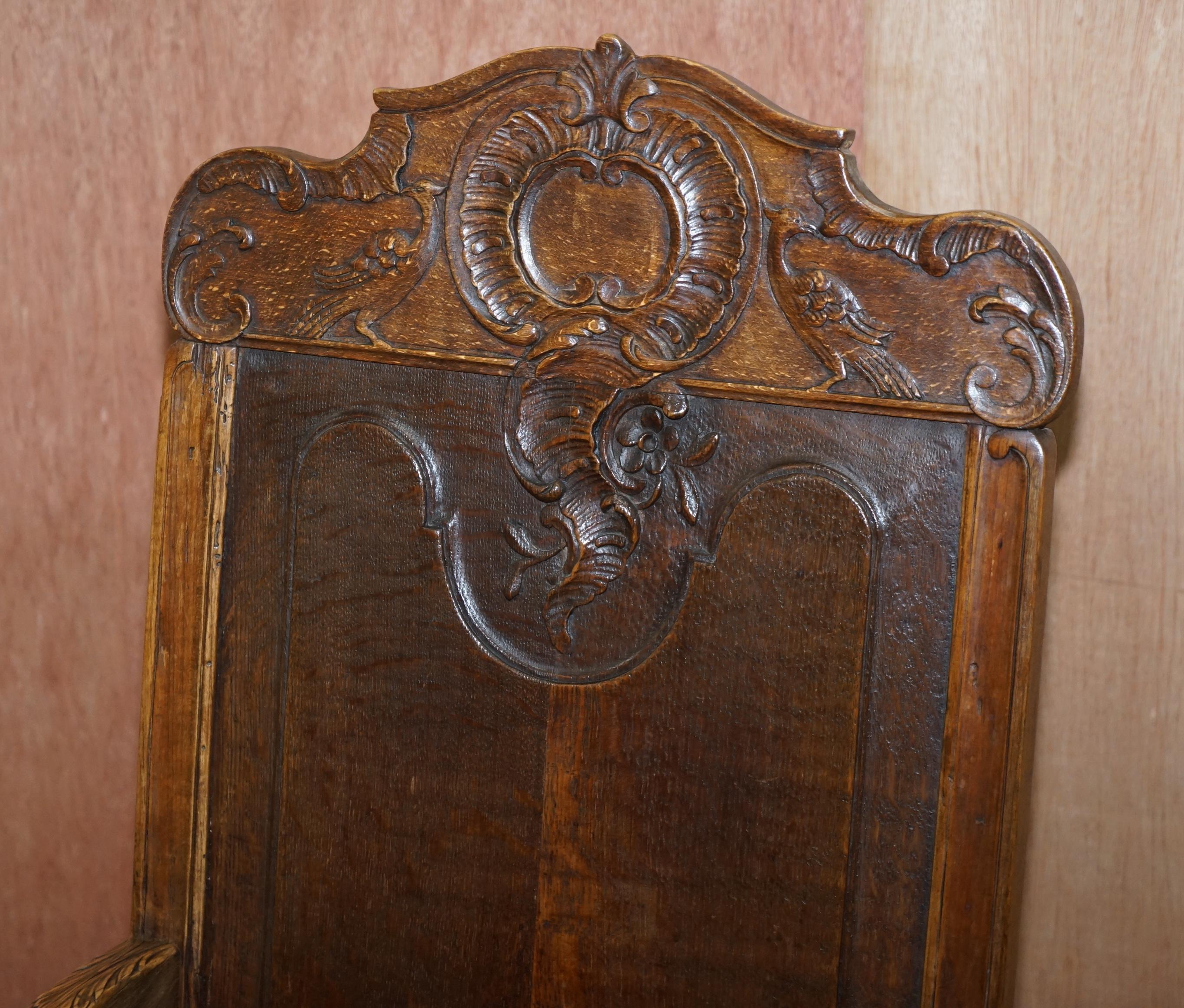 Belgian Lovely Original 18th Century Herve Liege Belgium Carved Wood Armchair Wainscot For Sale
