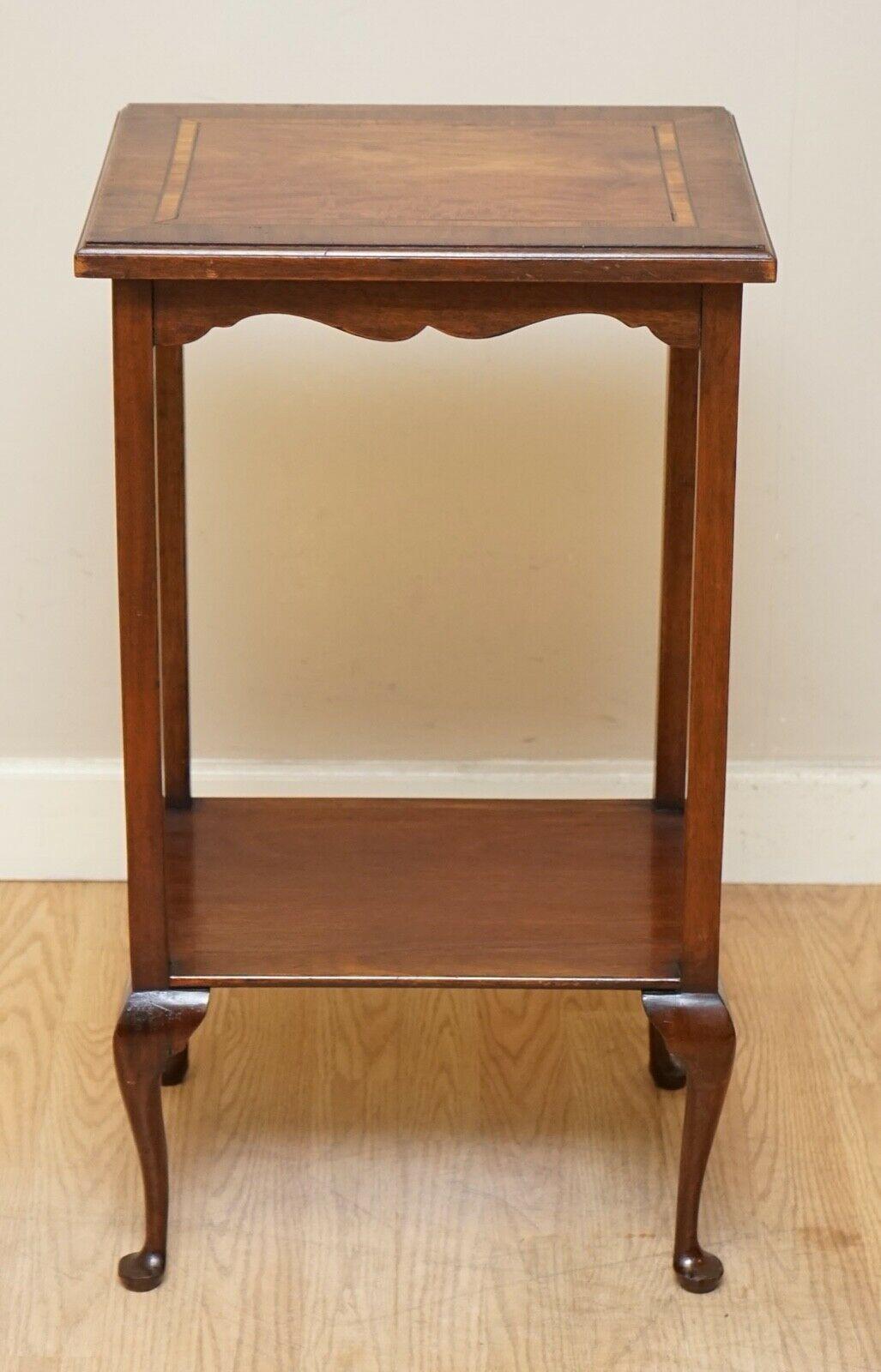 Hand-Crafted Lovely Original Inlaid Victorian Rectangle Occasional Side Plant/Wine End Table For Sale