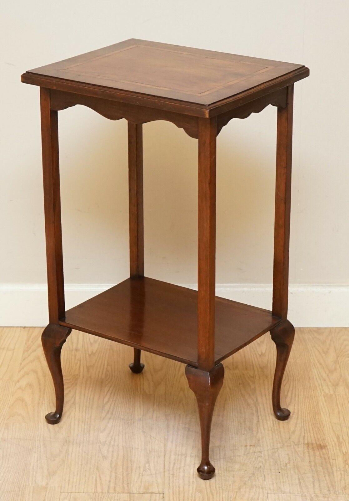 Hardwood Lovely Original Inlaid Victorian Rectangle Occasional Side Plant/Wine End Table For Sale