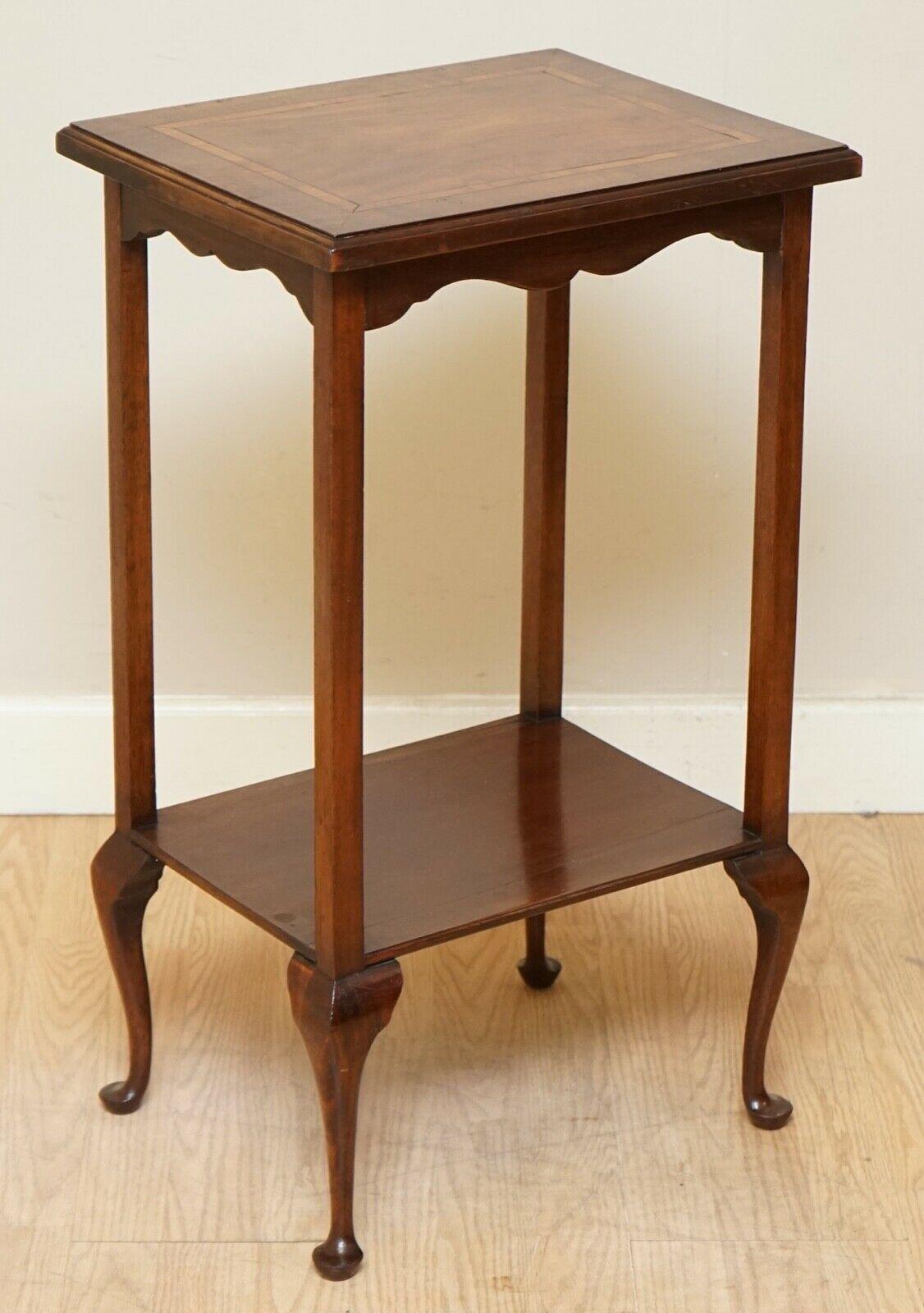 Lovely Original Inlaid Victorian Rectangle Occasional Side Plant/Wine End Table For Sale 4