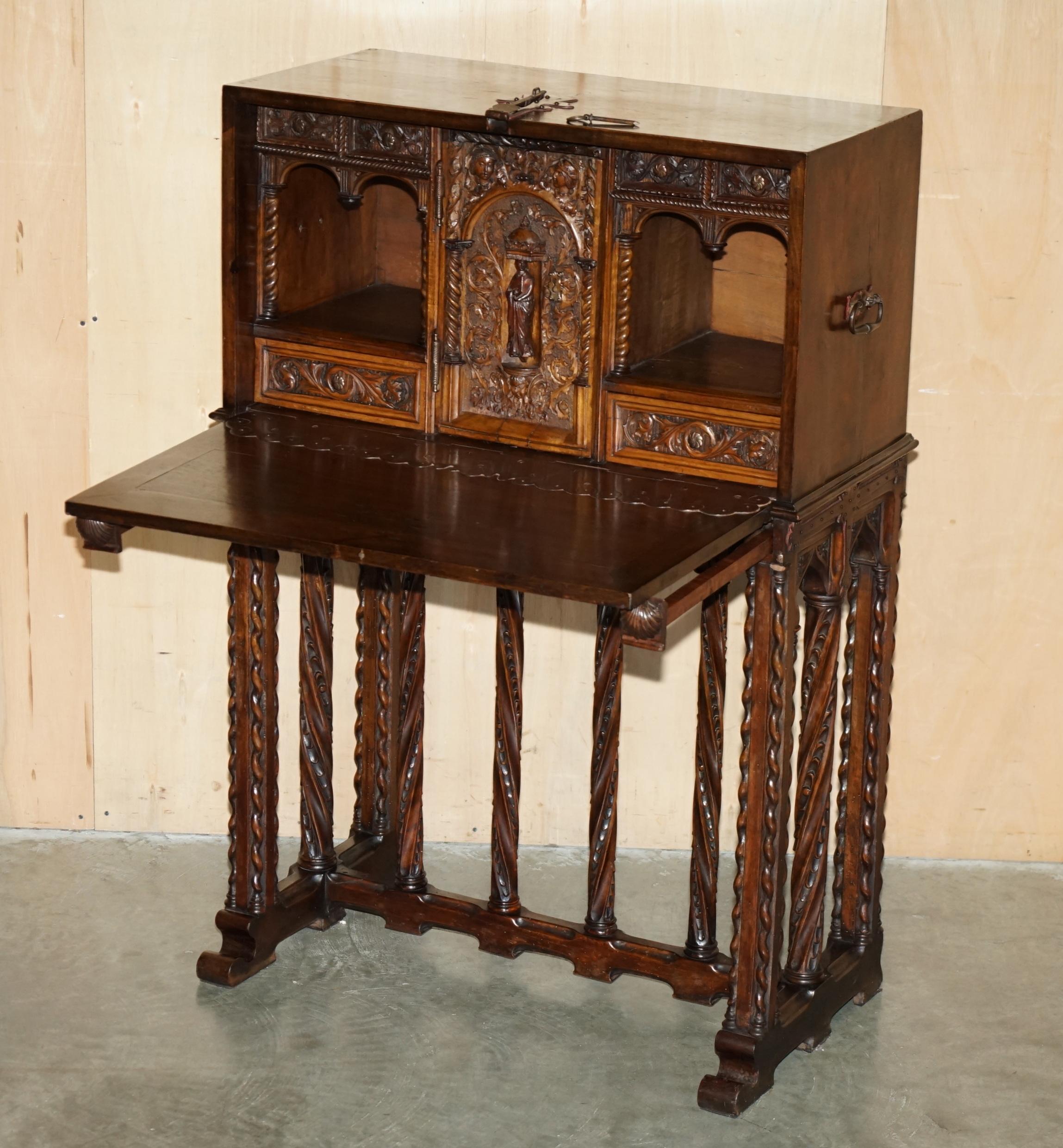 precioso armario espanol del siglo xviii tallado en madera con almacenaje oculto en venta 5