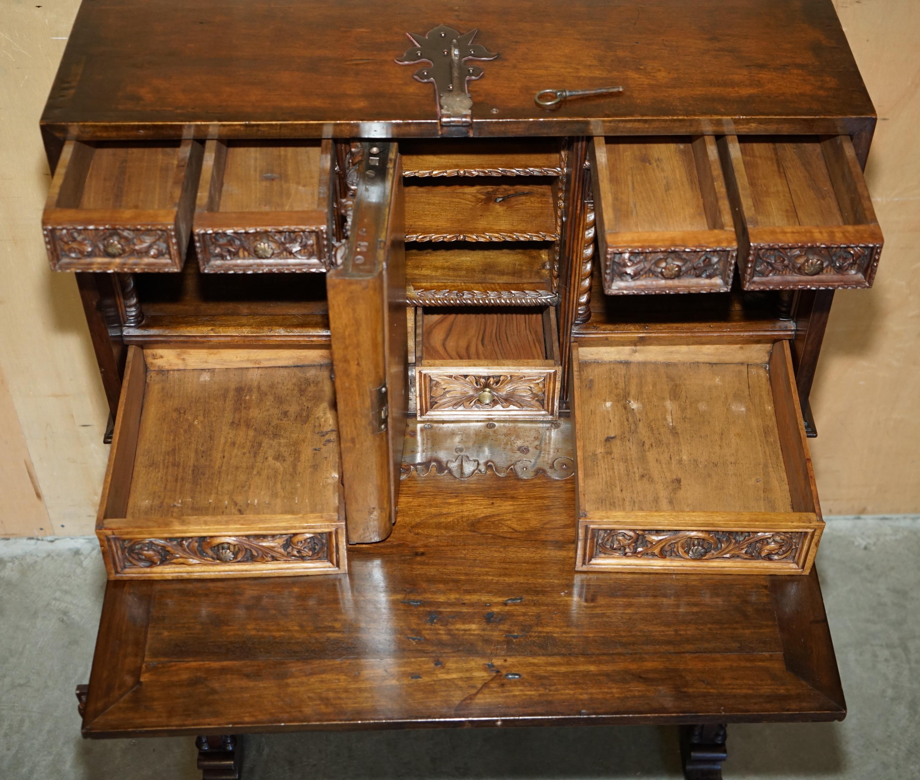 precioso armario espanol del siglo xviii tallado en madera con almacenaje oculto en venta 11