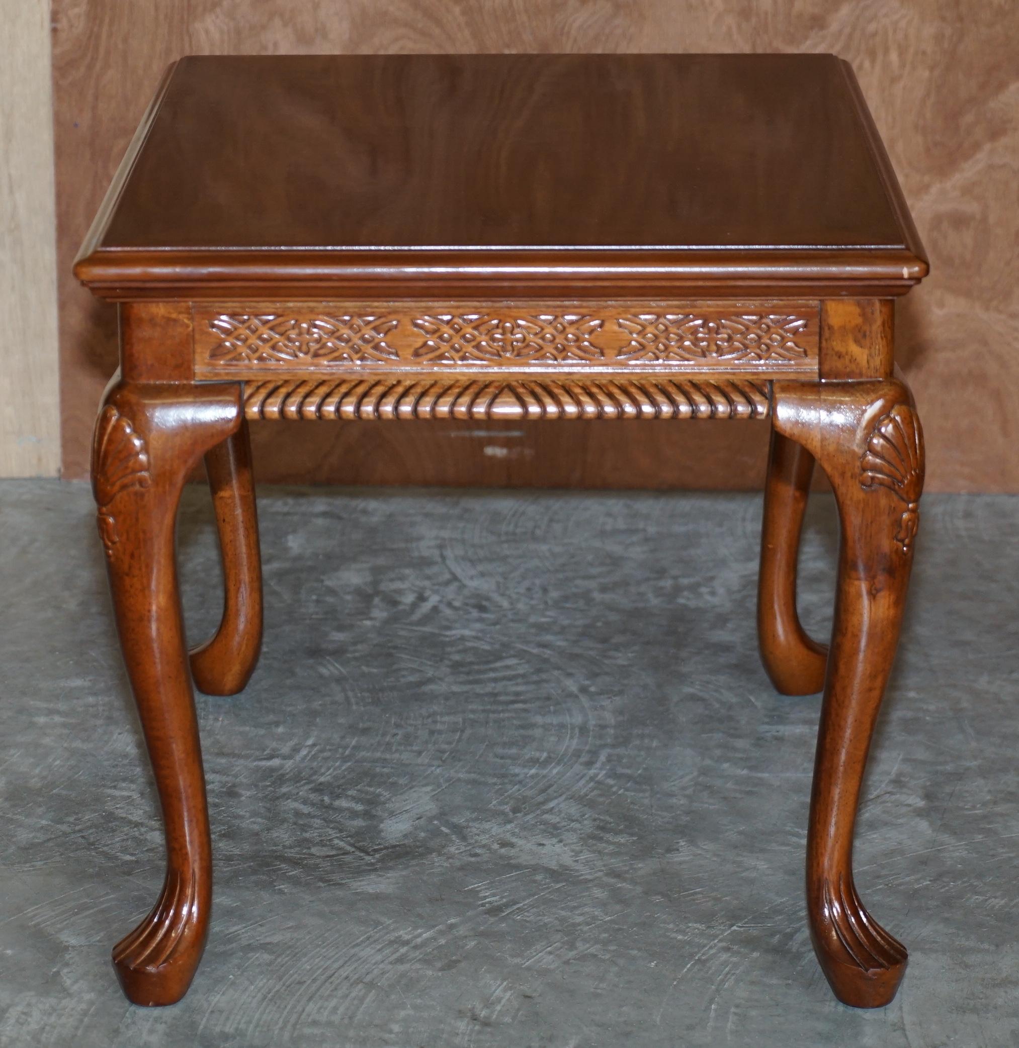 Lovely Ornately Carved Georgian Irish Style Walnut Small Coffee Cocktail Table 9