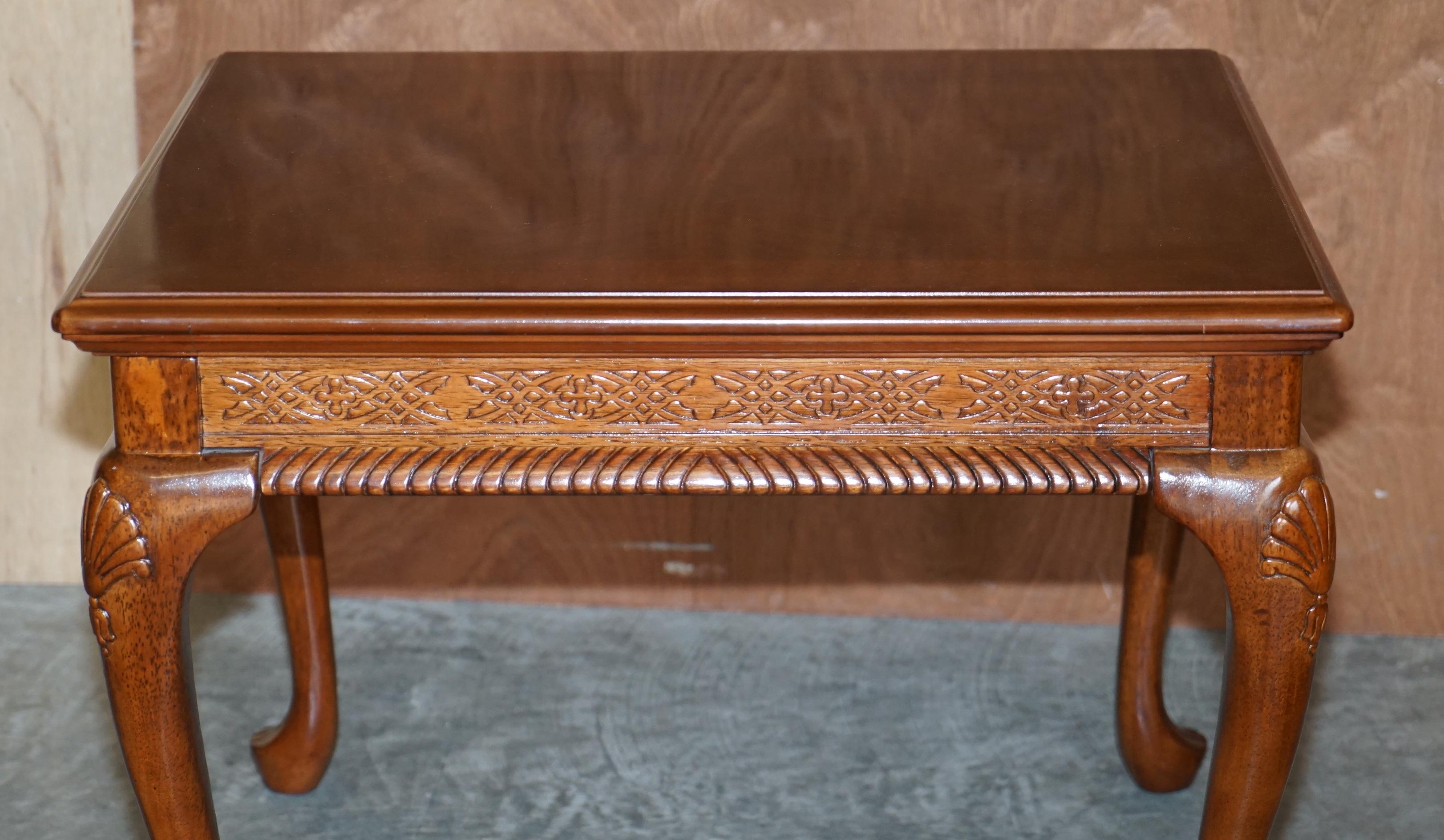 Lovely Ornately Carved Georgian Irish Style Walnut Small Coffee Cocktail Table 2