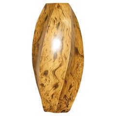 LOVELY ORNATELY SCULPTED OLiVE WOOD SPIRAL FLOWER VASE MUST SEE TIMBER PATINA!
