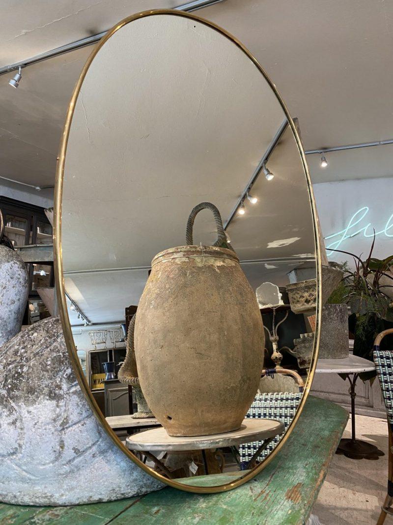 20th Century Lovely Oval Brass Mirror, Italy 1960