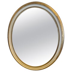 Lovely Oval Cream and Gold Leaf Wall Mirror