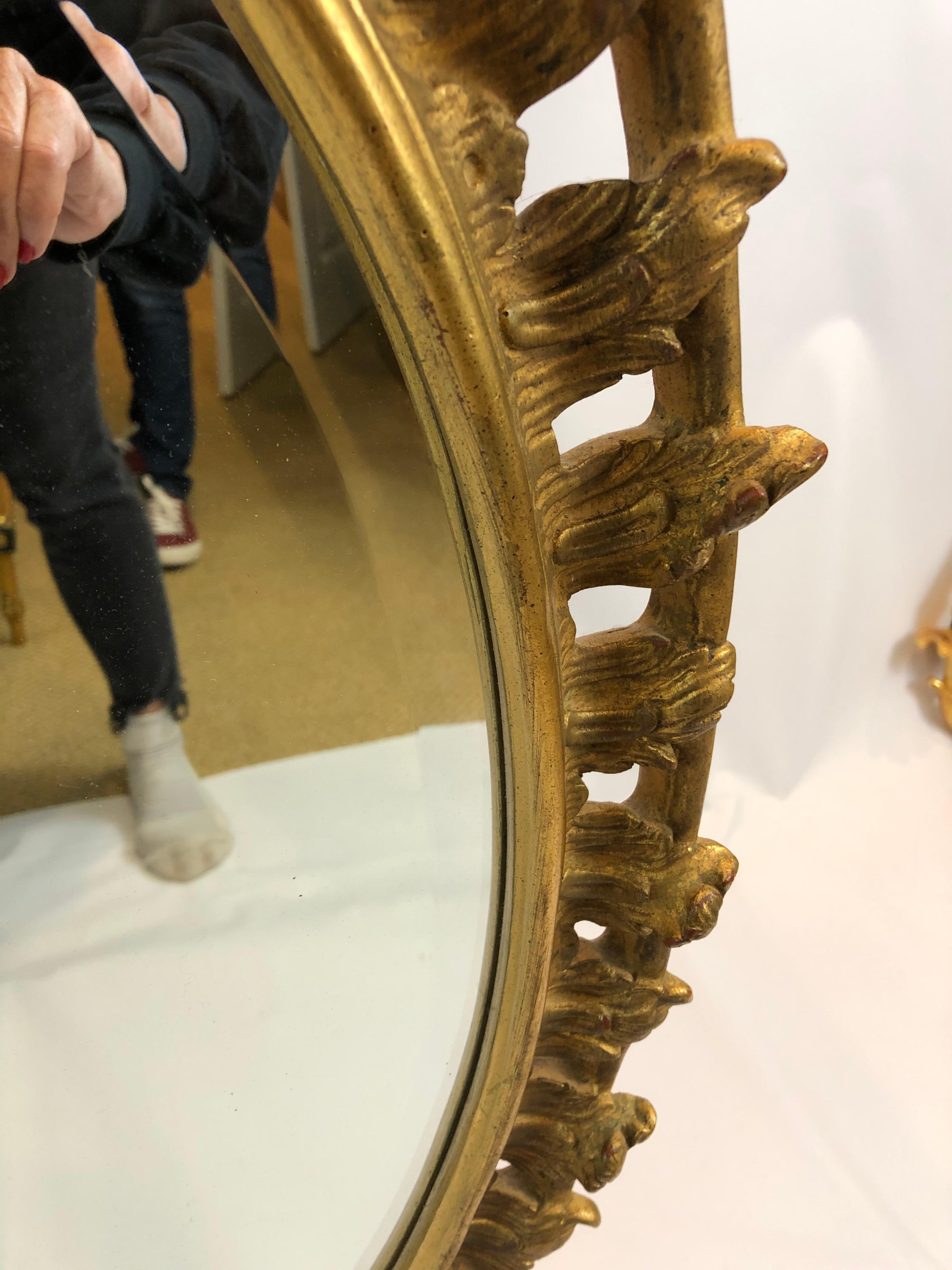 Late 20th Century Lovely Oval French Style Giltwood Mirror For Sale