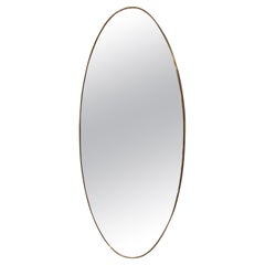 Lovely Oval Mid-Century Brass Mirror, Italy