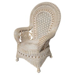 Lovely Painted Wicker Peacock Chair