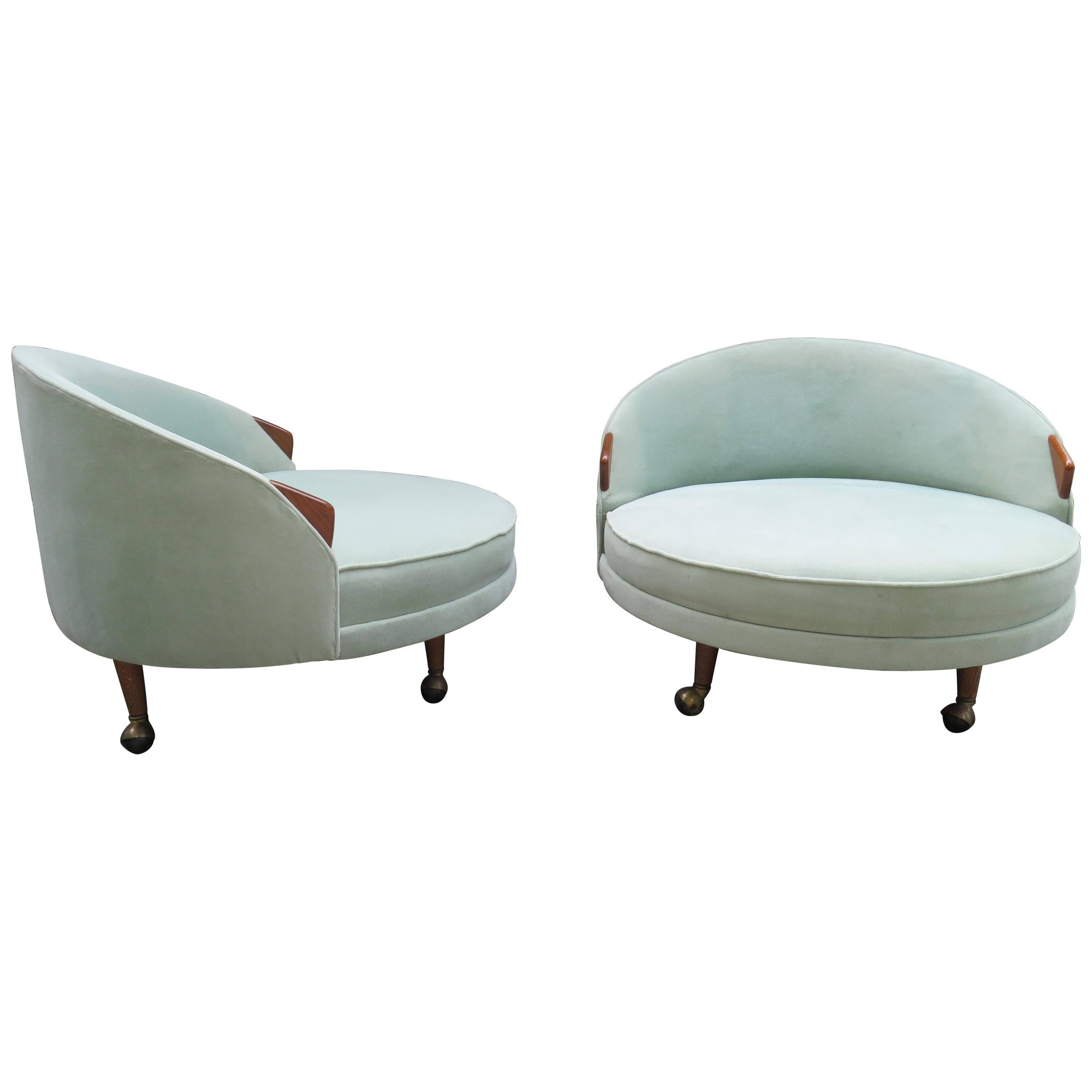 Lovely Pair of Adrian Pearsall Havana Circle Lounge Chairs Mid-Century Modern