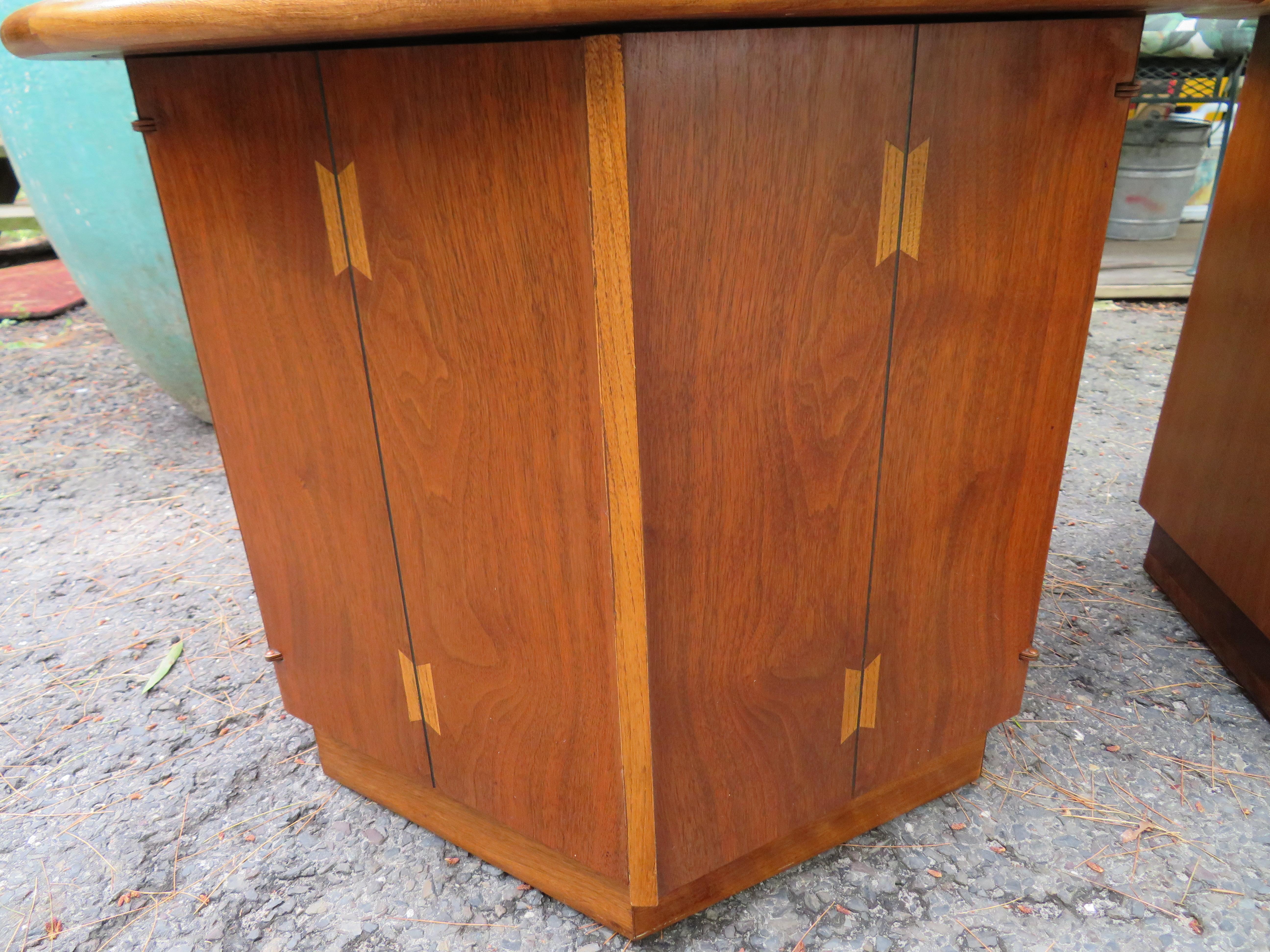 Mid-20th Century Lovely Pair Andre Bus Lane Acclaim Drum End Side Table, Mid-Century Modern