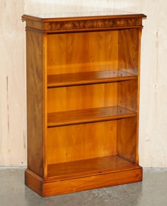 LOVELY PAIR BEVAN FUNNELL ENGLAND FLAMED HARDWOOD DWARF OPEN LiBRARY BOOKCASES