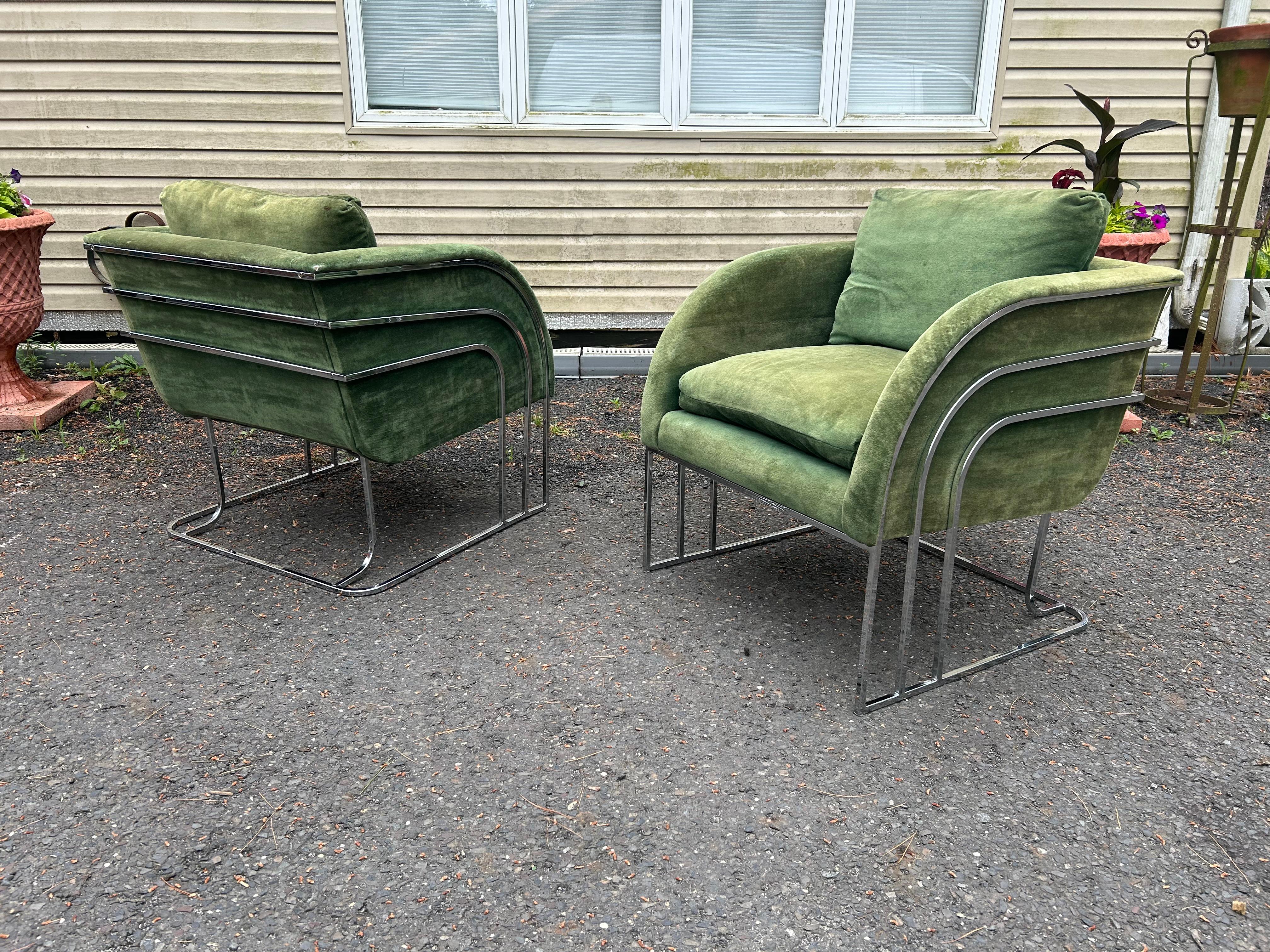 Preciosa pareja George Mergenov para Weiman/Warren Lloyd Silla de salón cromada en venta 3