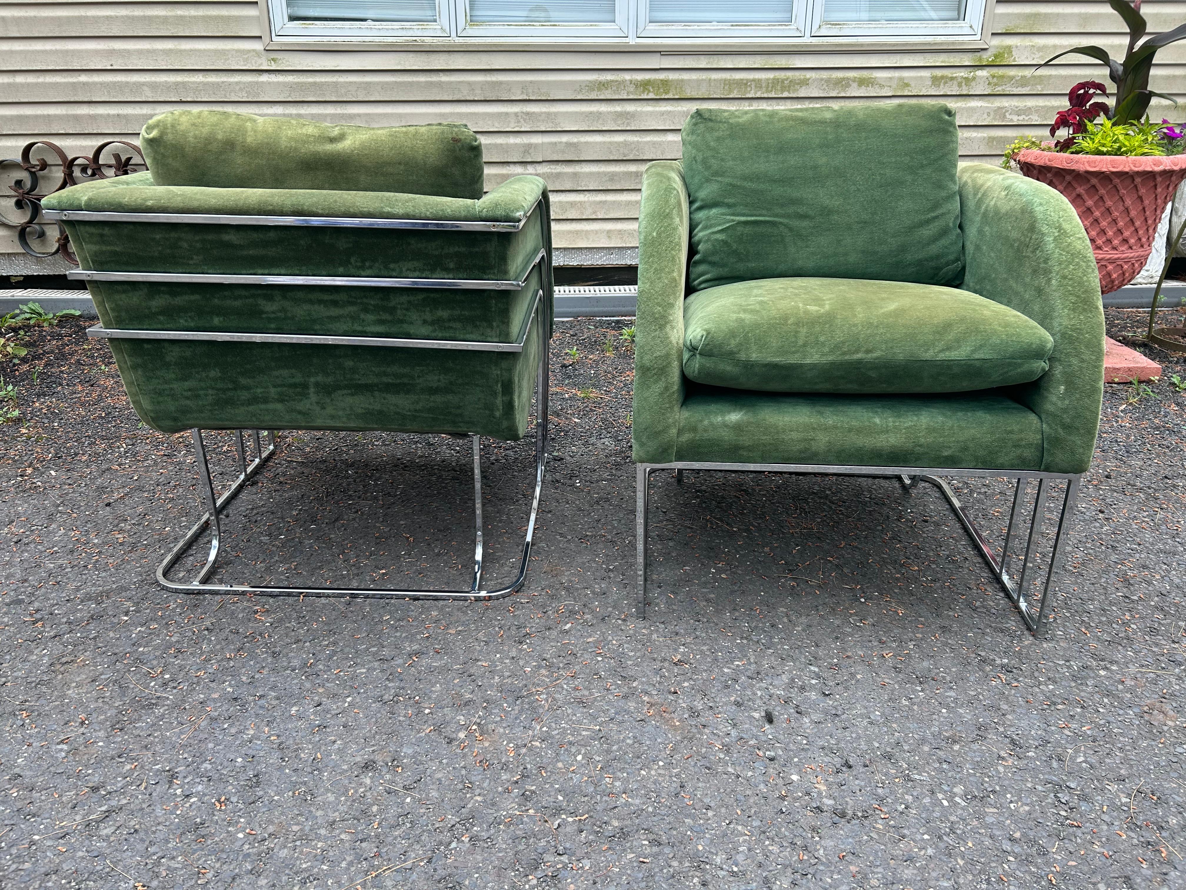 Preciosa pareja George Mergenov para Weiman/Warren Lloyd Silla de salón cromada en venta 5