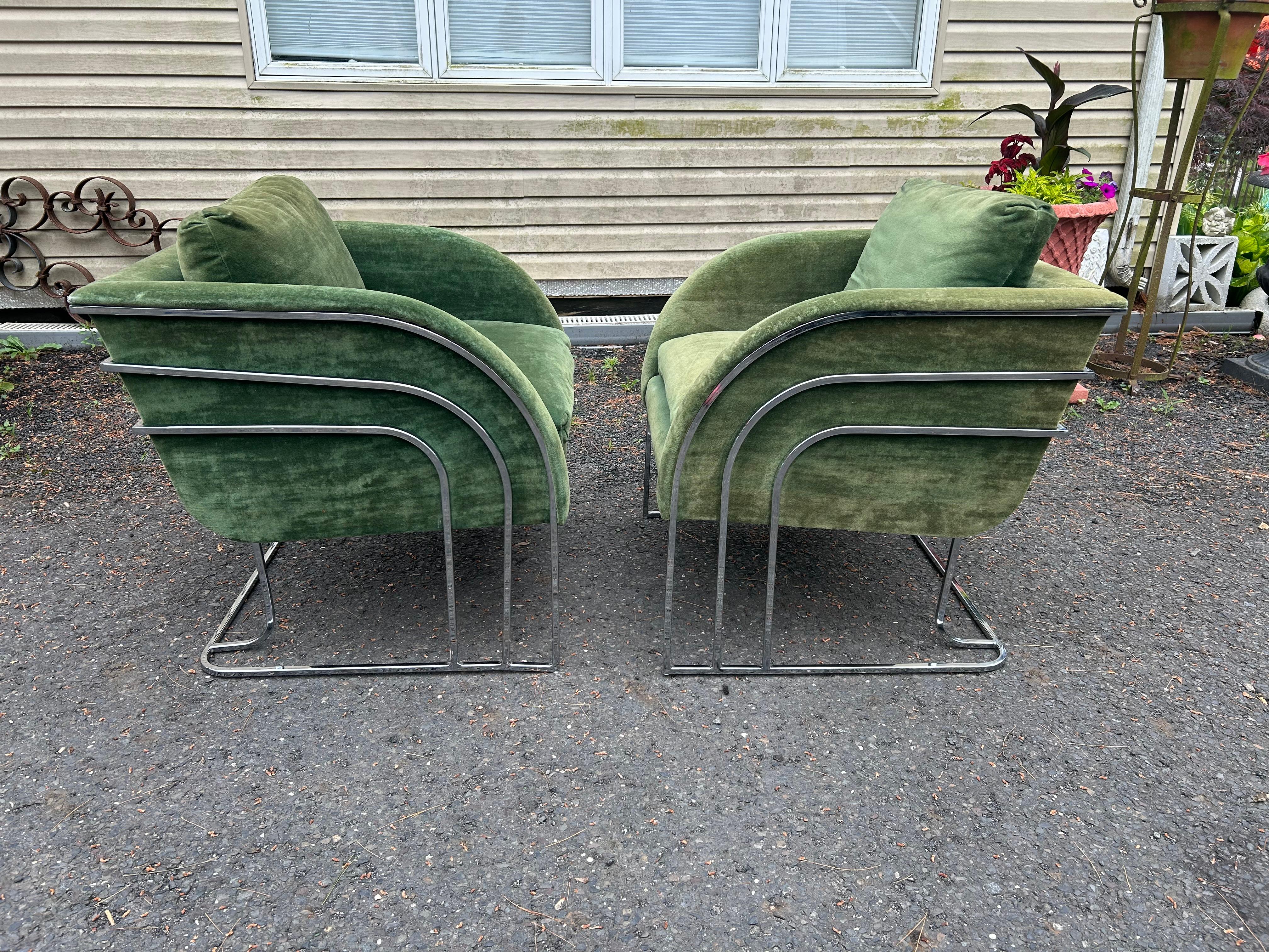 Preciosa pareja George Mergenov para Weiman/Warren Lloyd Silla de salón cromada en venta 8
