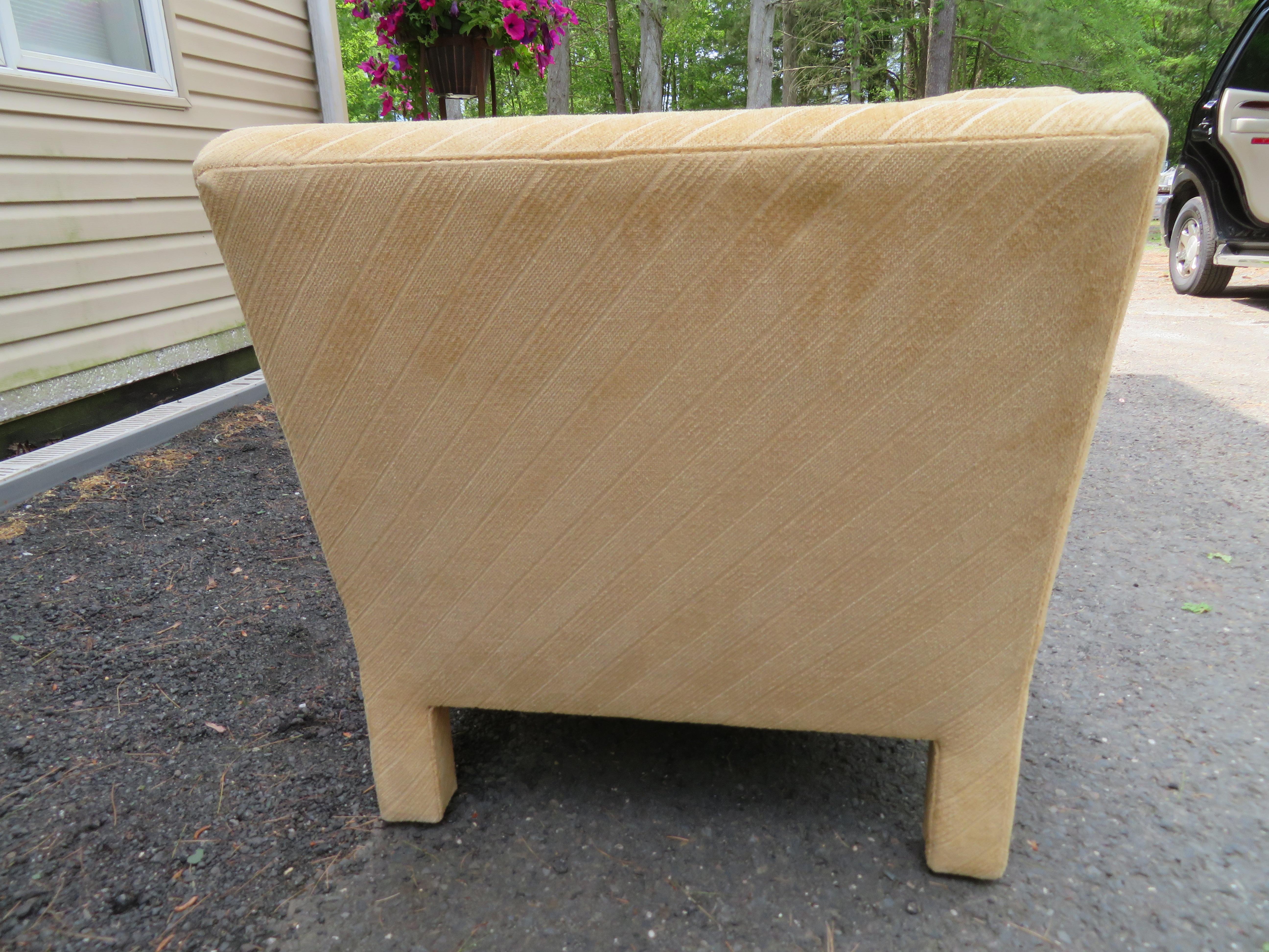 Mid-Century Modern Lovely Pair Milo Baughman Style Upholstered Parson Slipper Chairs Mid-Century