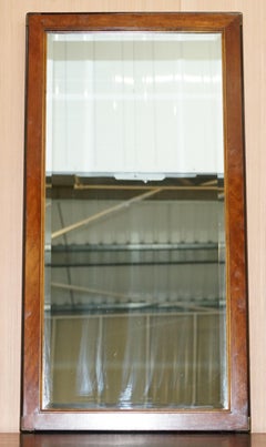Lovely Pair of Tall Vintage Military Campaign Style Wall Mirrors Ebonised
