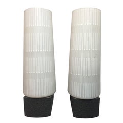 Lovely Pair of 1960's Striped Glass Vanity Sconces