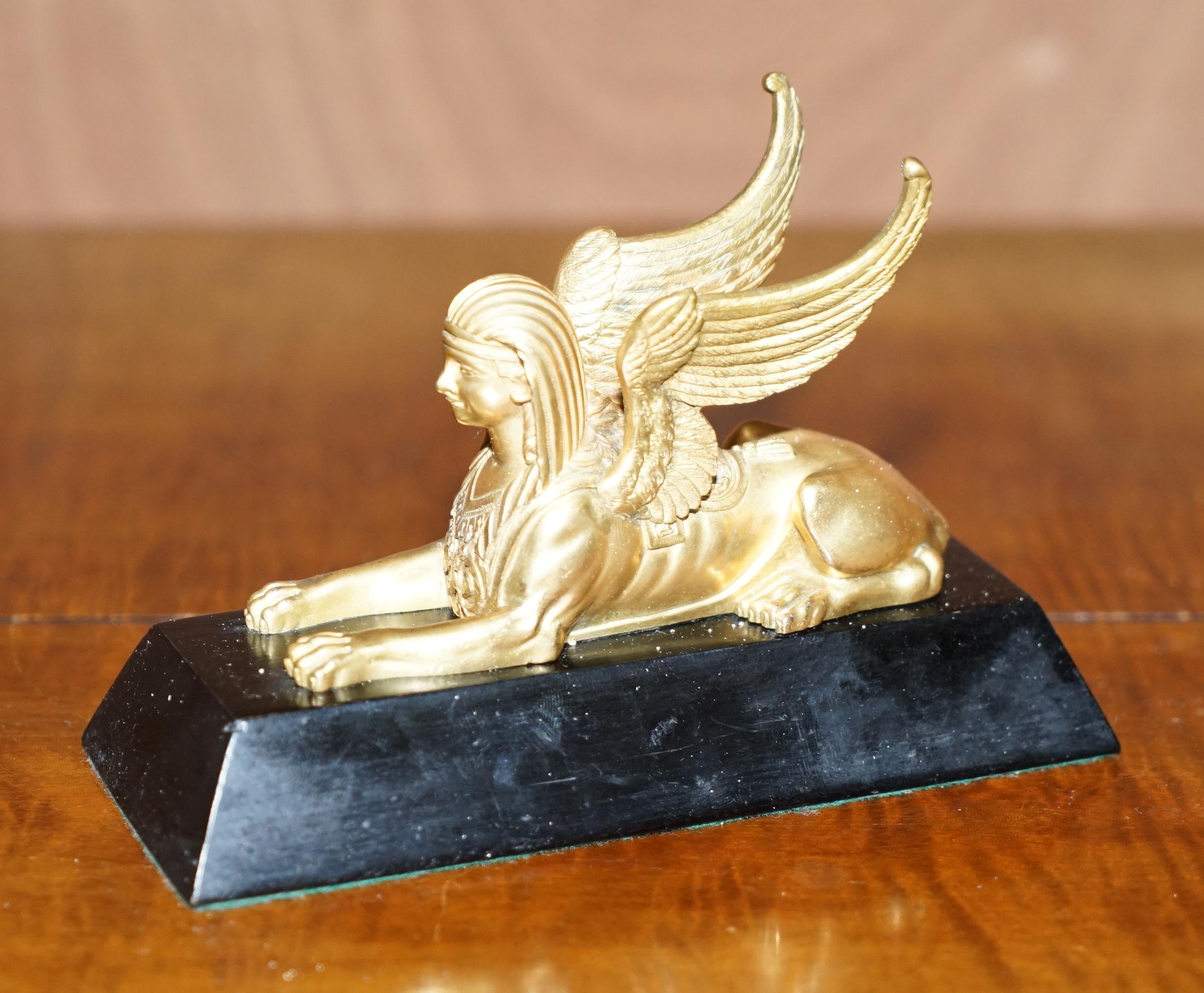Lovely Pair of 19th Century Victorian Gold Gilt Bronze Grand Tour Sphinx Statues 7