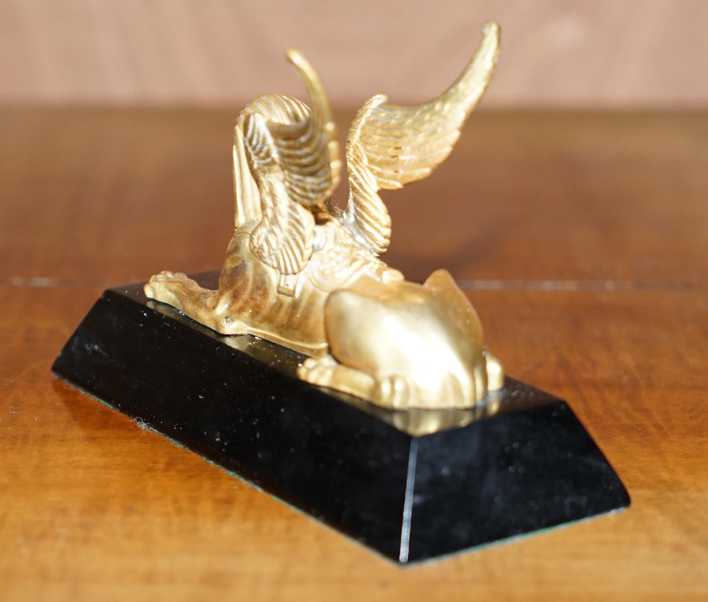 Lovely Pair of 19th Century Victorian Gold Gilt Bronze Grand Tour Sphinx Statues 2