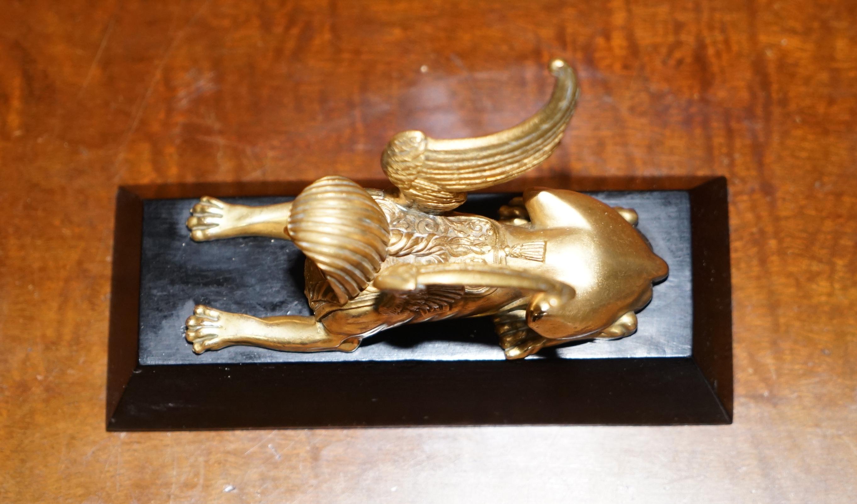 Lovely Pair of 19th Century Victorian Gold Gilt Bronze Grand Tour Sphinx Statues 4