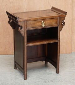 Lovely Pair of Antique Chinese Hand Carved circa 1900 Side Tables Oriental Charm