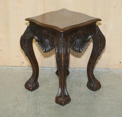 Lovely Pair of Antique circa 1900 Hand Carved Hardwood Claw & Ball Side Tables