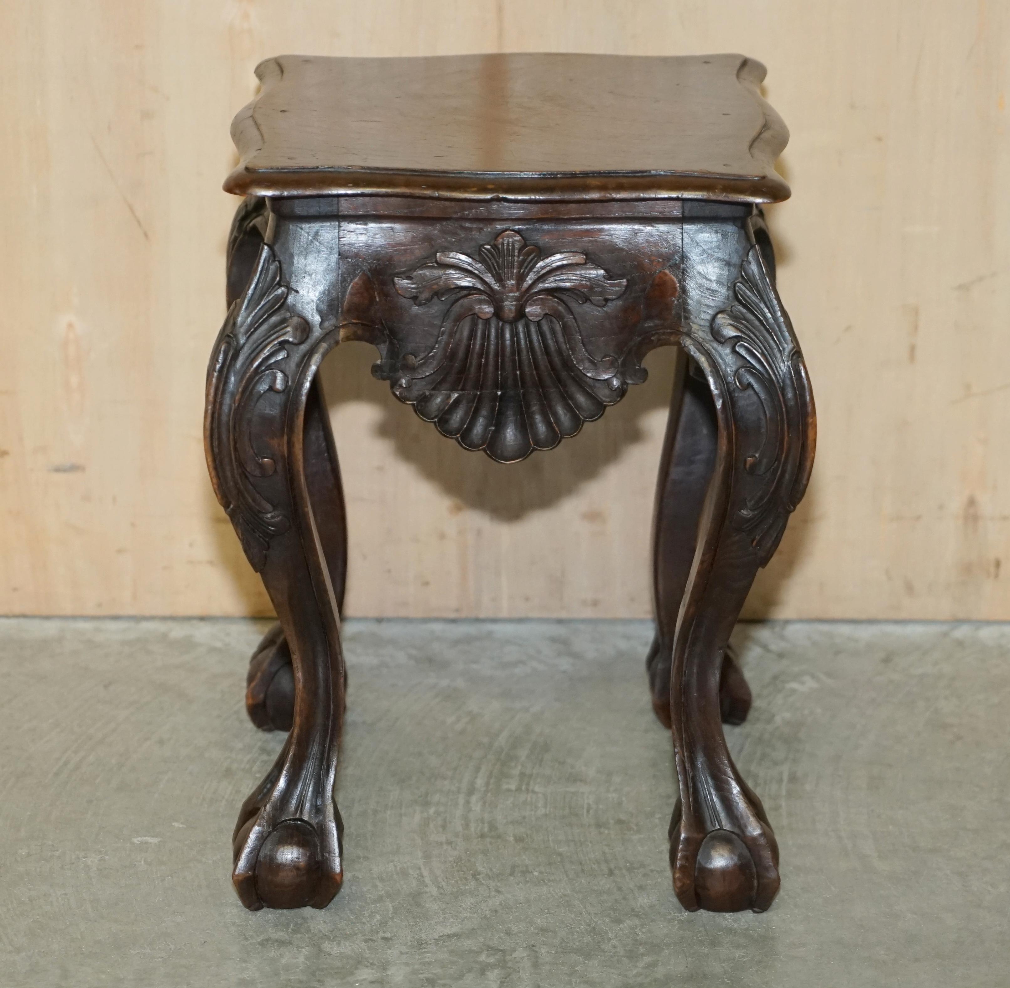 Late Victorian Lovely Pair of Antique circa 1900 Hand Carved Hardwood Claw & Ball Side Tables For Sale