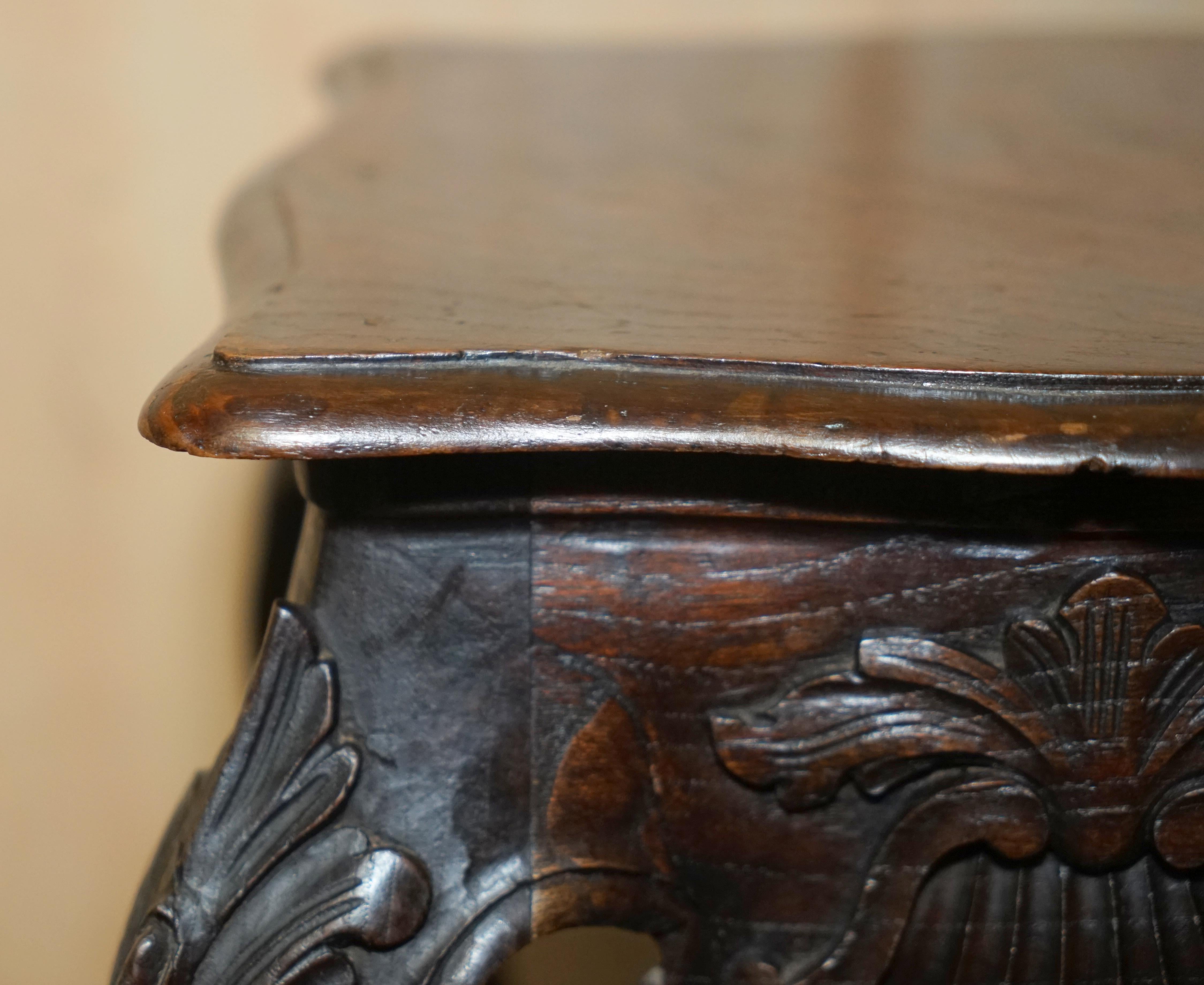 English Lovely Pair of Antique circa 1900 Hand Carved Hardwood Claw & Ball Side Tables For Sale