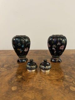Lovely pair of antique cloisonne lidded vases