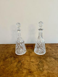 Lovely pair of antique Edwardian bell shaped decanters