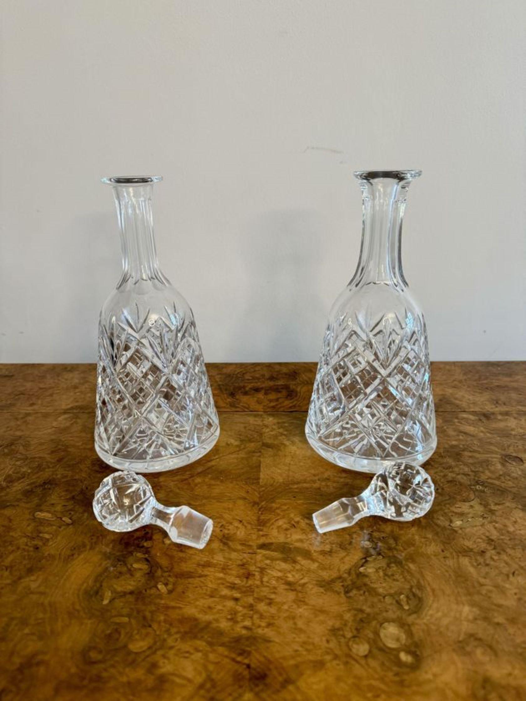 Lovely pair of antique Edwardian bell shaped decanters  In Good Condition For Sale In Ipswich, GB