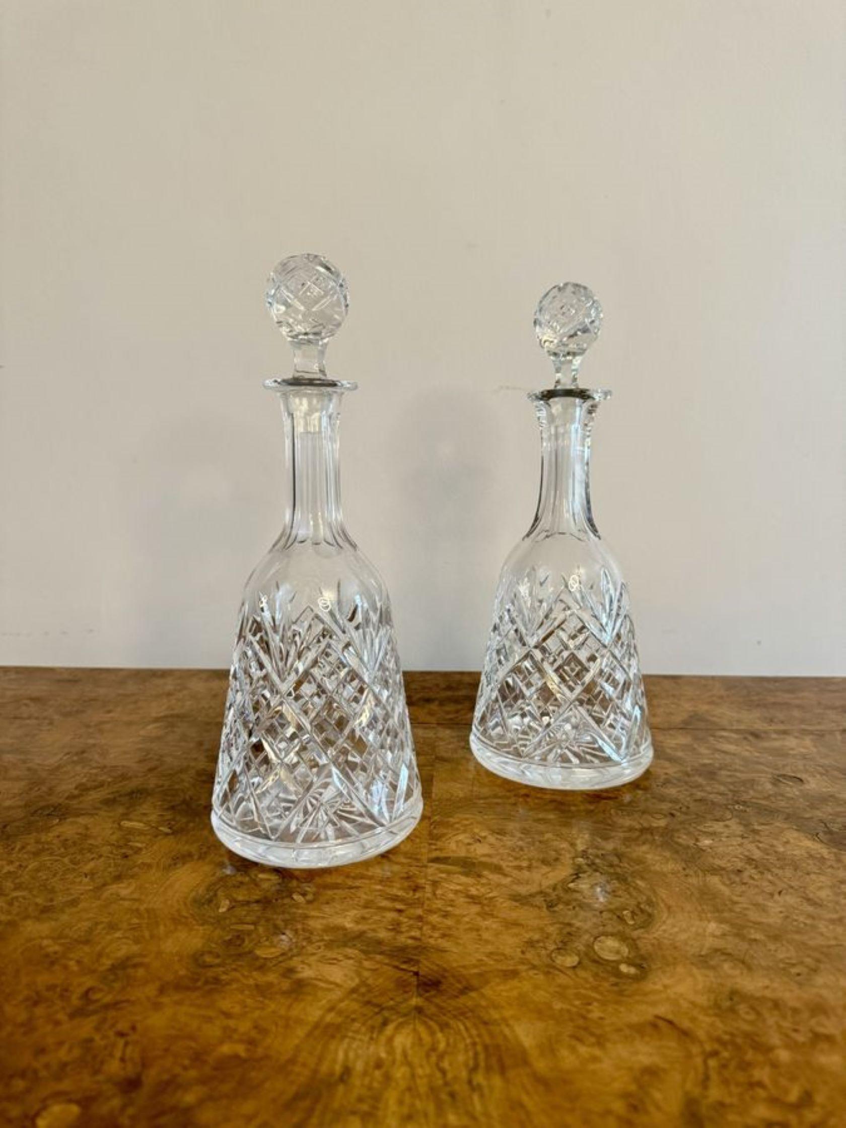 20th Century Lovely pair of antique Edwardian bell shaped decanters  For Sale