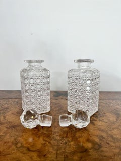 Lovely pair of antique Edwardian cut glass decanters