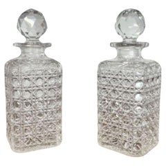 Lovely pair of antique Edwardian cut glass decanters 