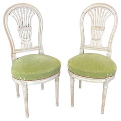 Lovely Pair of Antique French Louis XVI Side Chairs with Balloon Backs