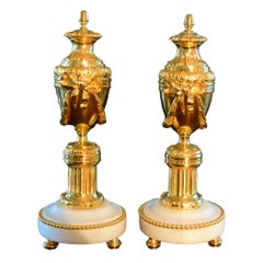 Lovely Pair of Antique French Louis XVI Style Gilt Bronze Cassolettes Lovely Pair of Antique French Louis XVI Style Gilt Bronze Cassolettes