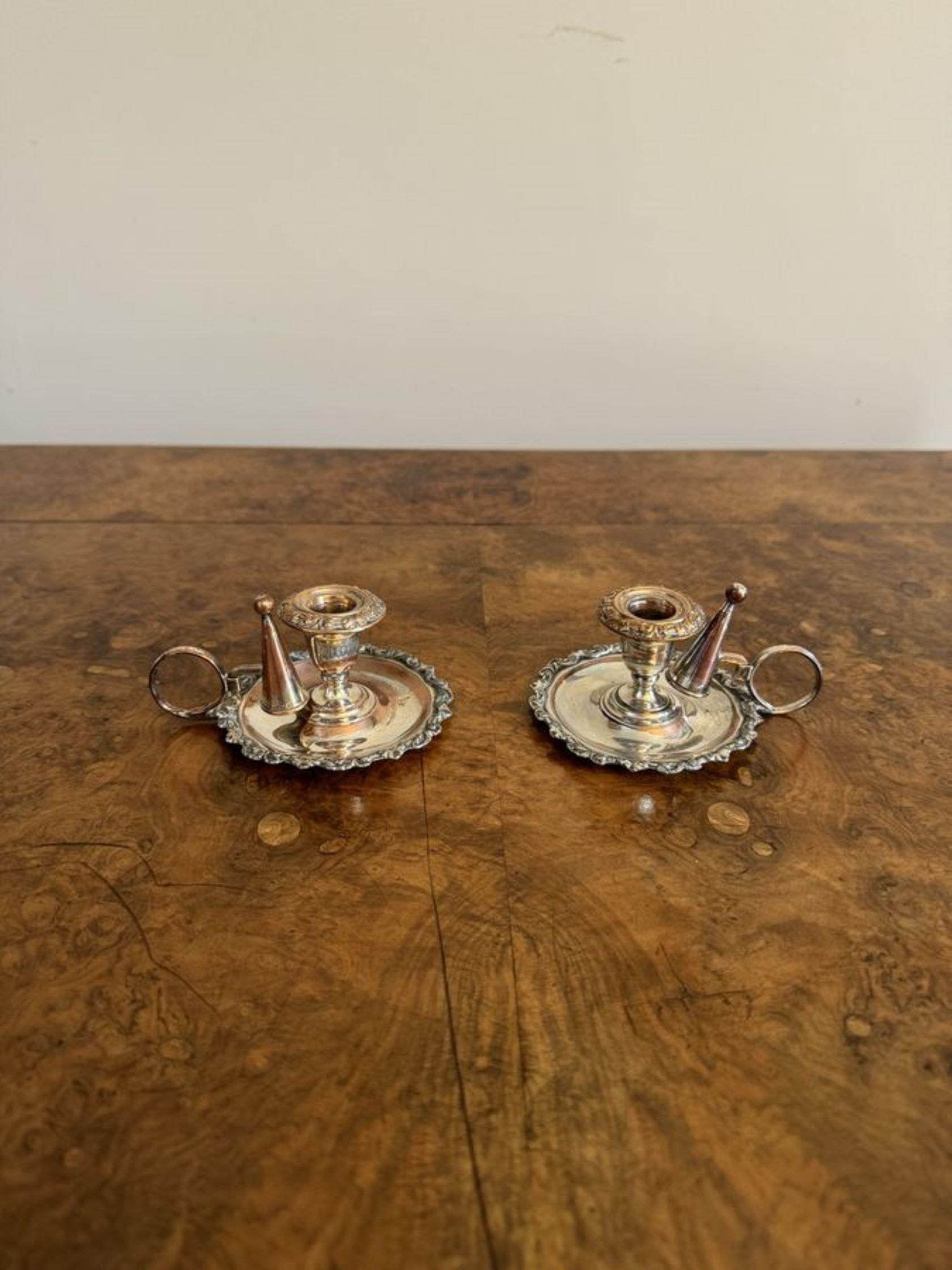 Lovely pair of antique George III silver plated chamber sticks  For Sale 1