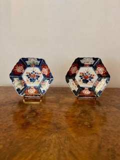 Lovely pair of antique Japanese imari hexagonal plates