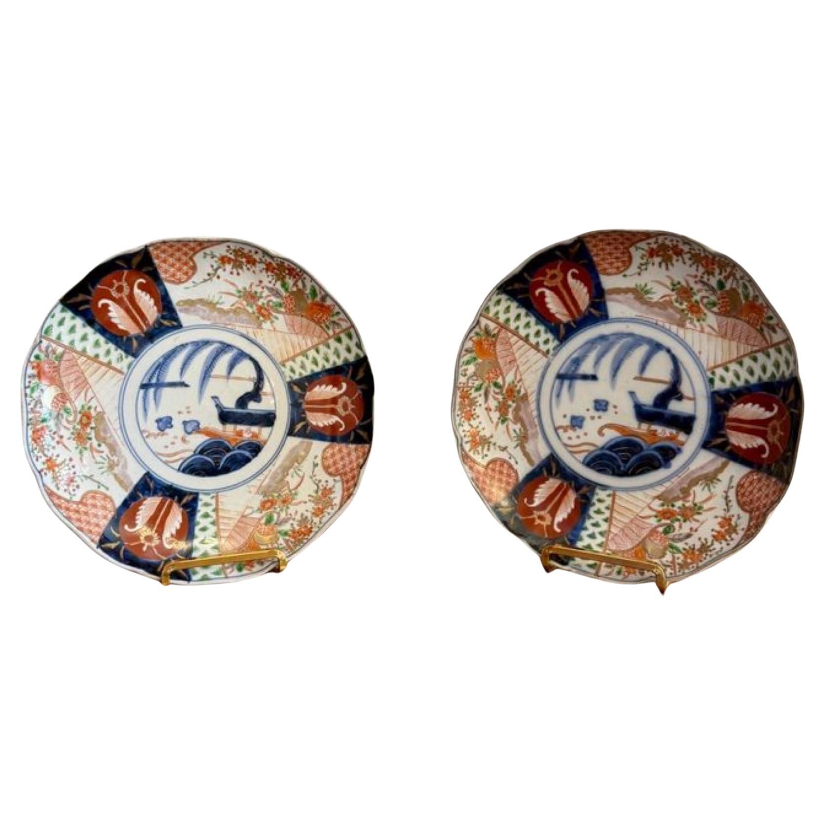 Lovely pair of antique Japanese imari plates