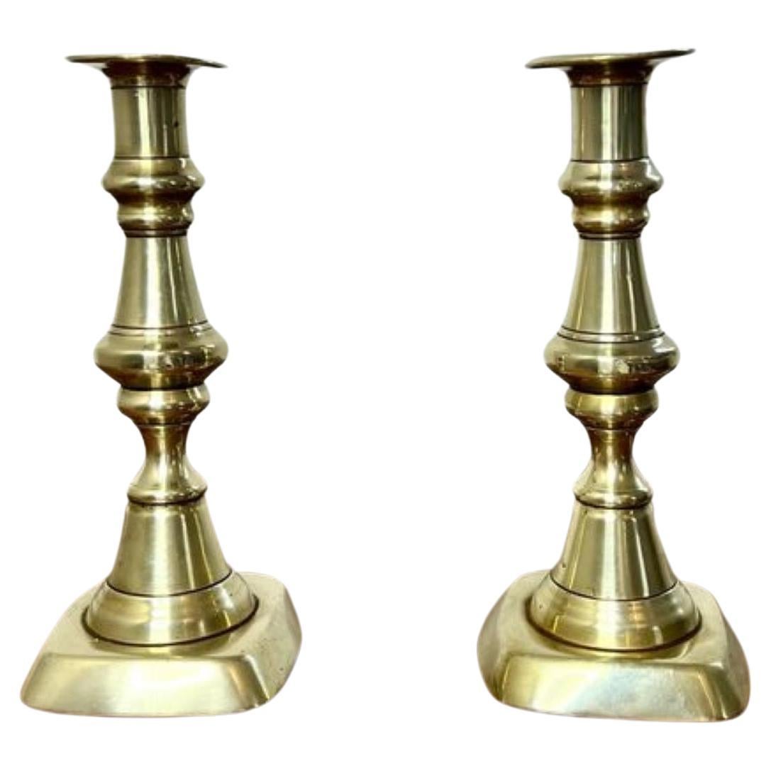 Lovely pair of antique Victorian brass candlesticks  For Sale
