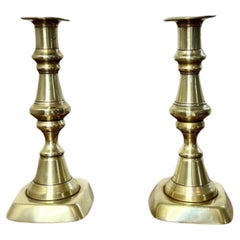 Lovely pair of antique Victorian brass candlesticks 